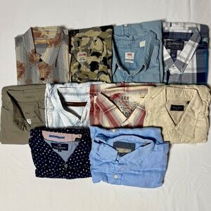 Resellers Lot 10 Short Sleeve Shirts Button‎ Up  Men's Size Large & XL